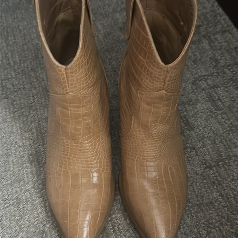 Tan western ankle cowboy boots